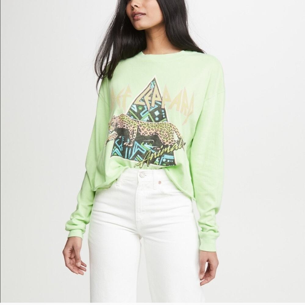Daydreamer Def Leppard Animal Cut Off Long Sleeve Top Size Medium